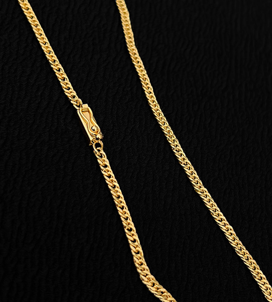 Corrente Grumet Dupla 3mm Fecho Gaveta Banhada a Ouro 18k