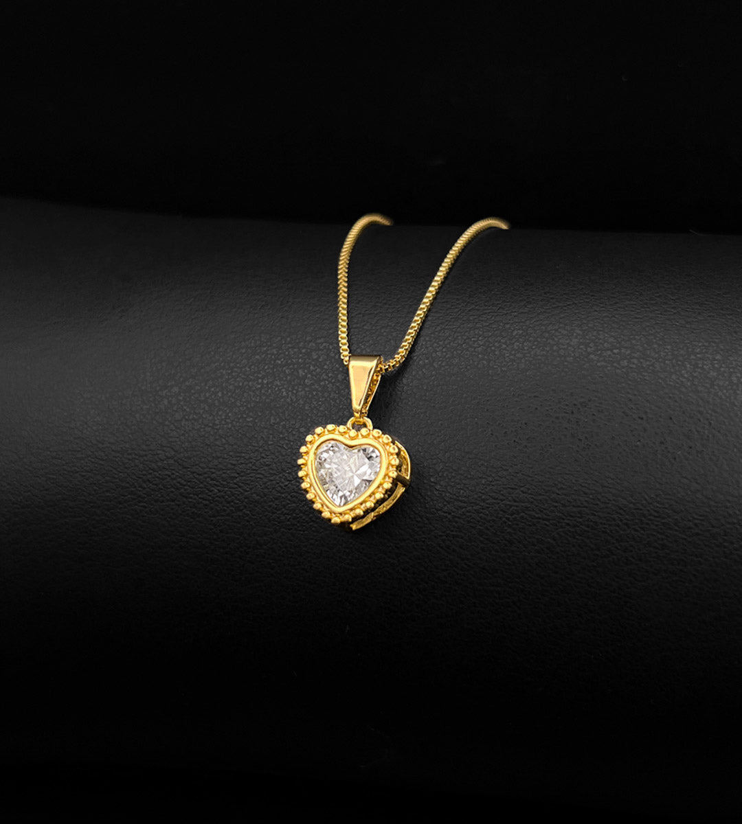 Pingente Coração em Zircônia Banhado a Ouro 18k