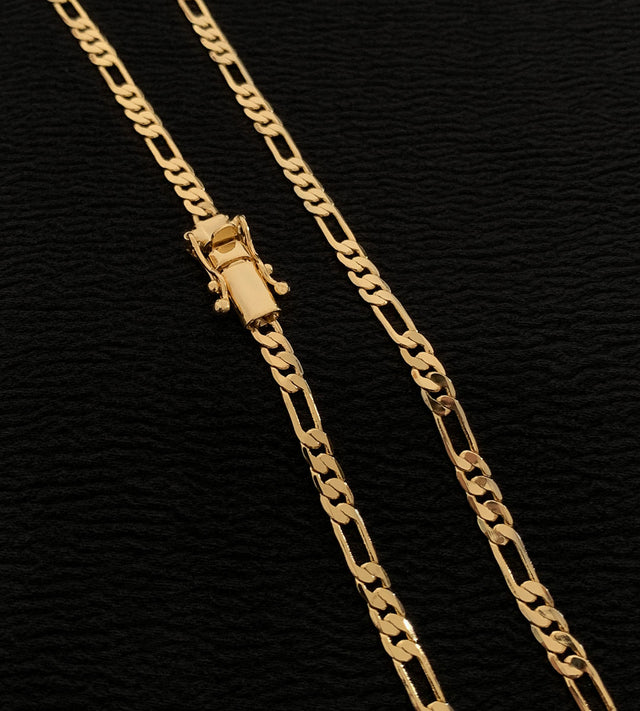 Corrente Fio 3 por 1 4mm Fecho Trava Dupla Banhada a Ouro 18k