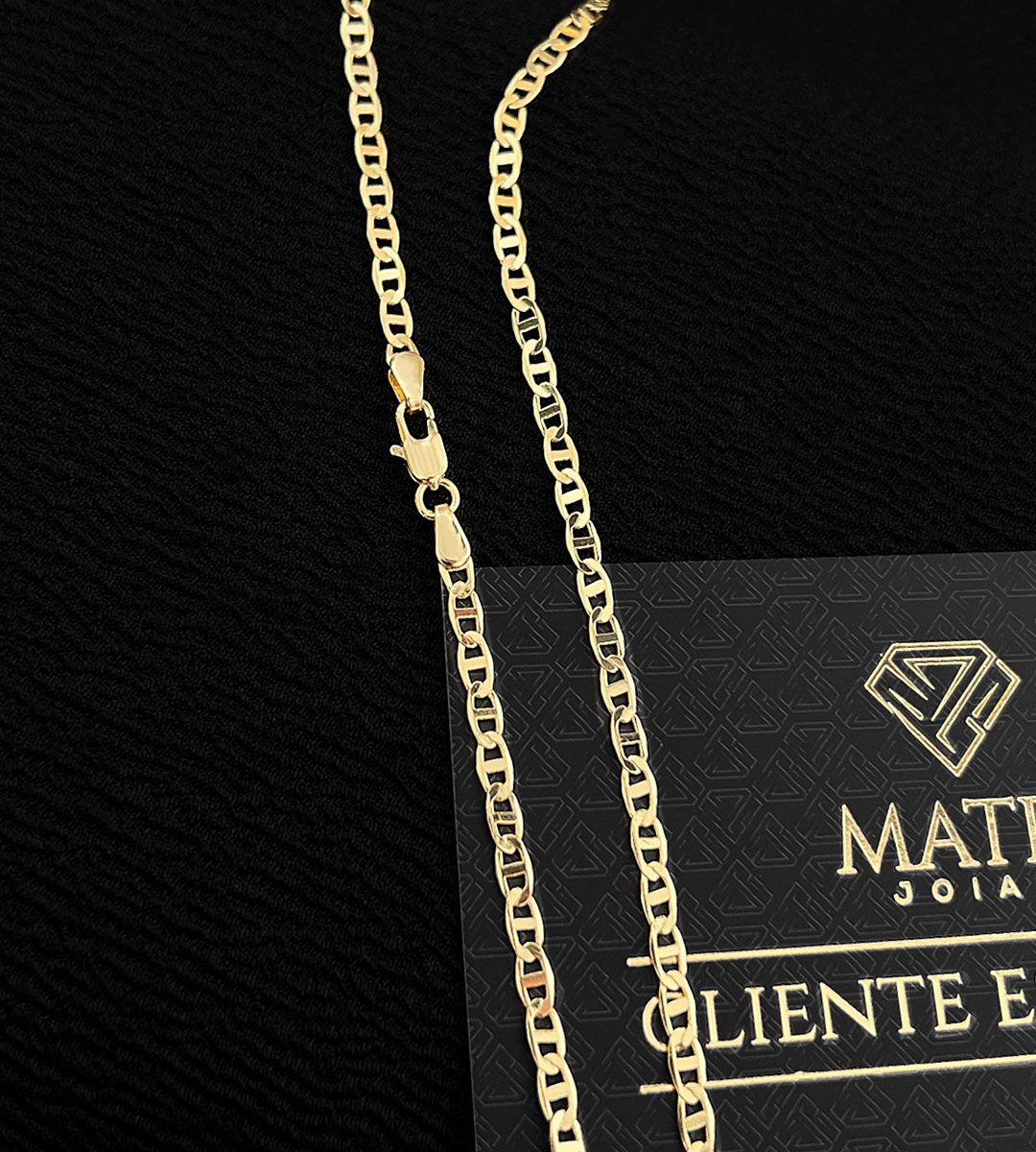 Corrente Piastrini 3mm Banhada a Ouro 18k, foto 2