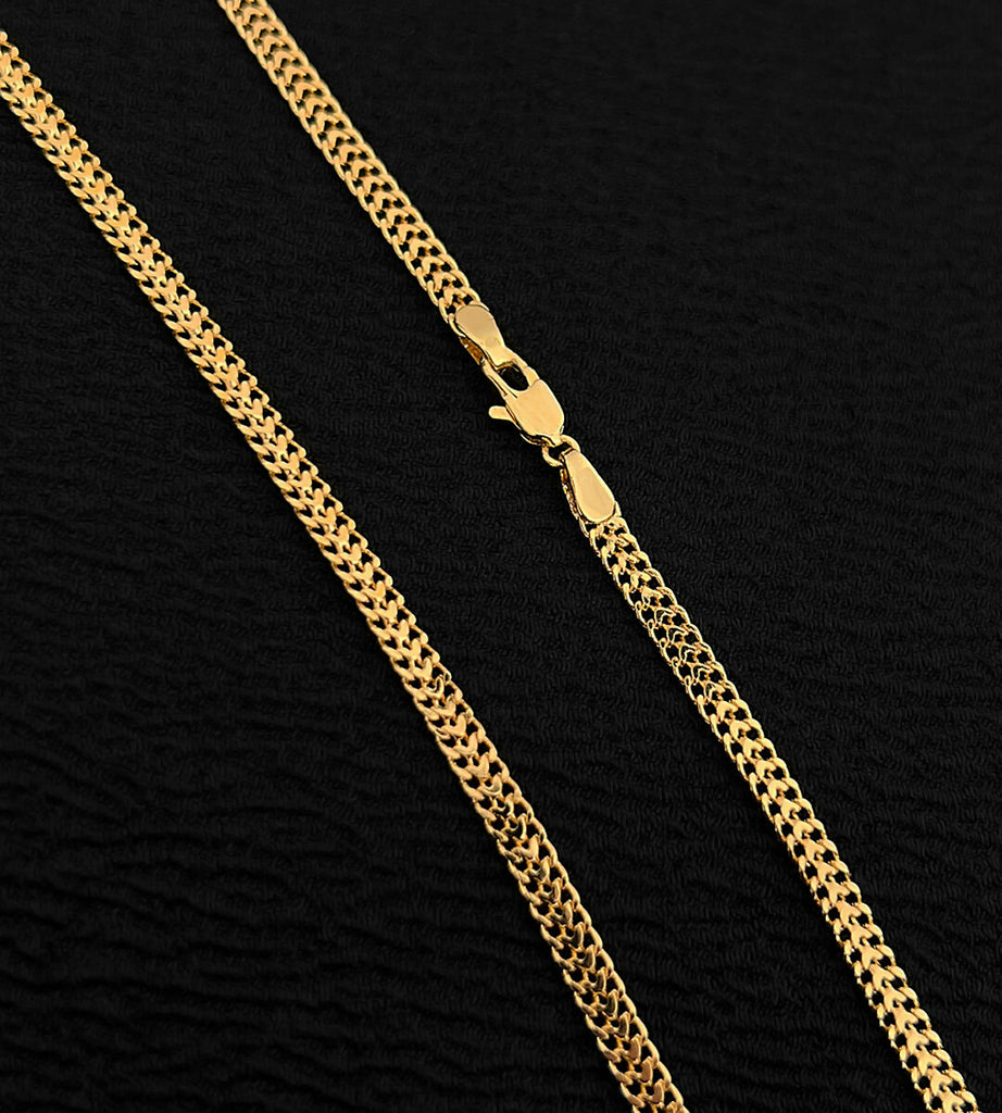 Corrente Grumet Lacraia 3mm Fecho Tradicional Banhada a Ouro 18k