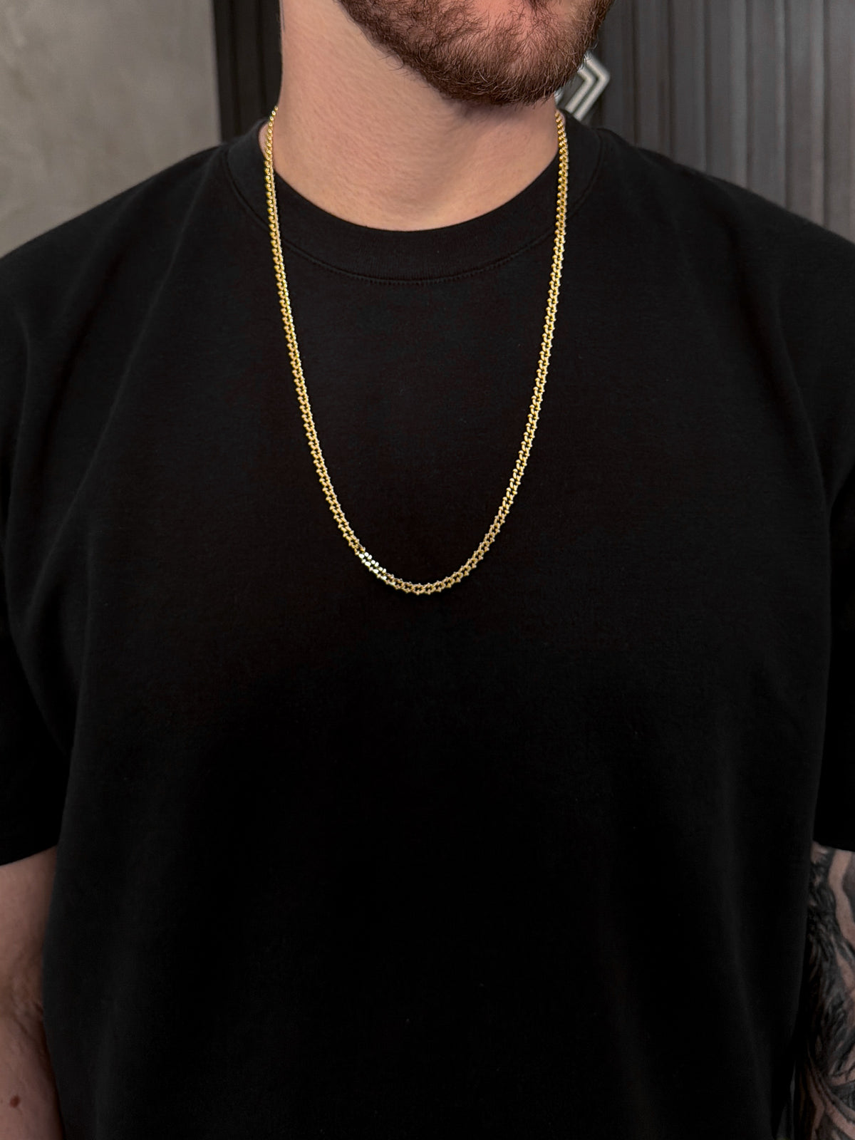Corrente Grumet Rústica 5mm Banhada a Ouro 18k
