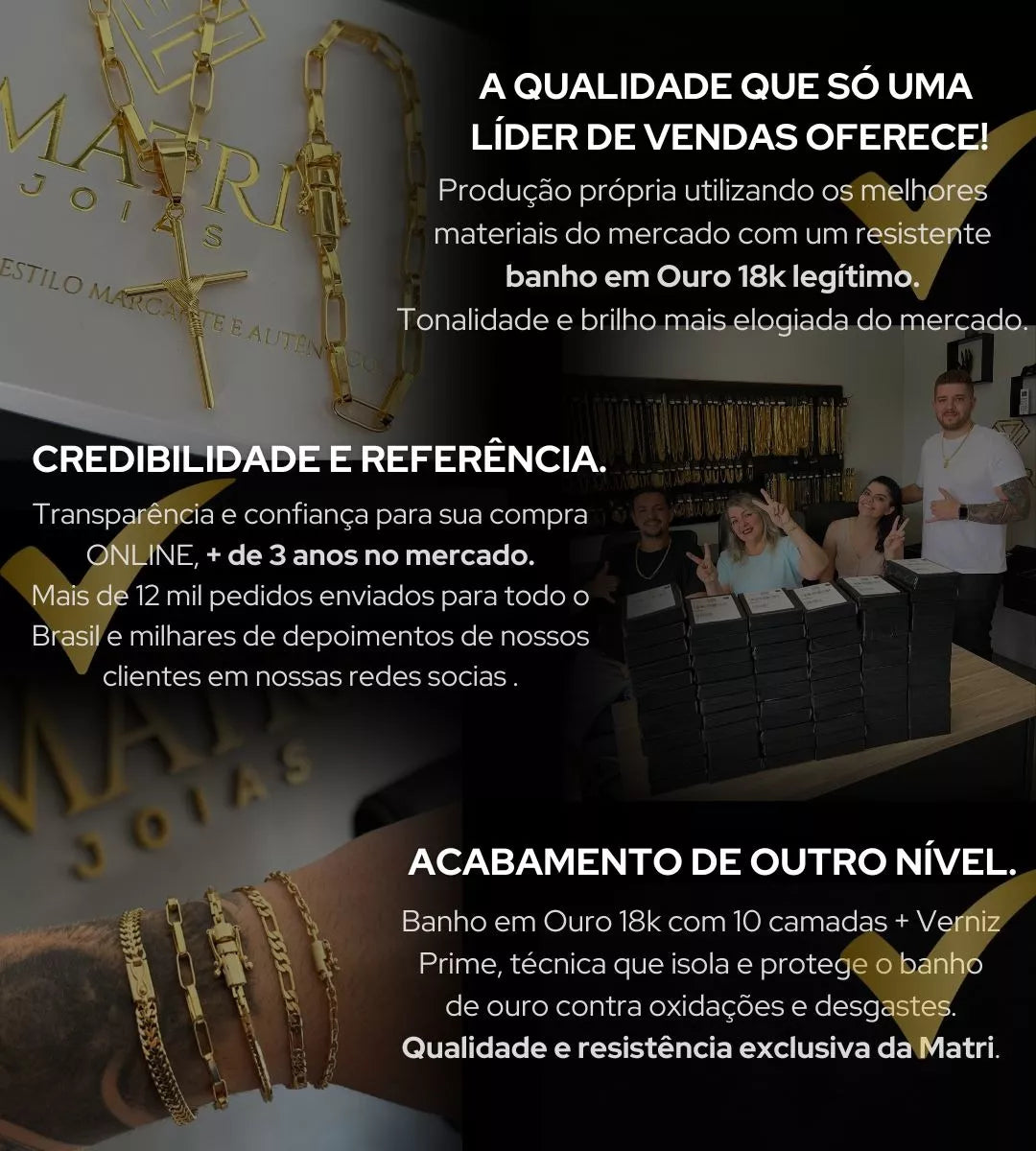 Conjunto Corrente e Pulseira Grumet 5mm Banhado a Ouro 18k, foto 7