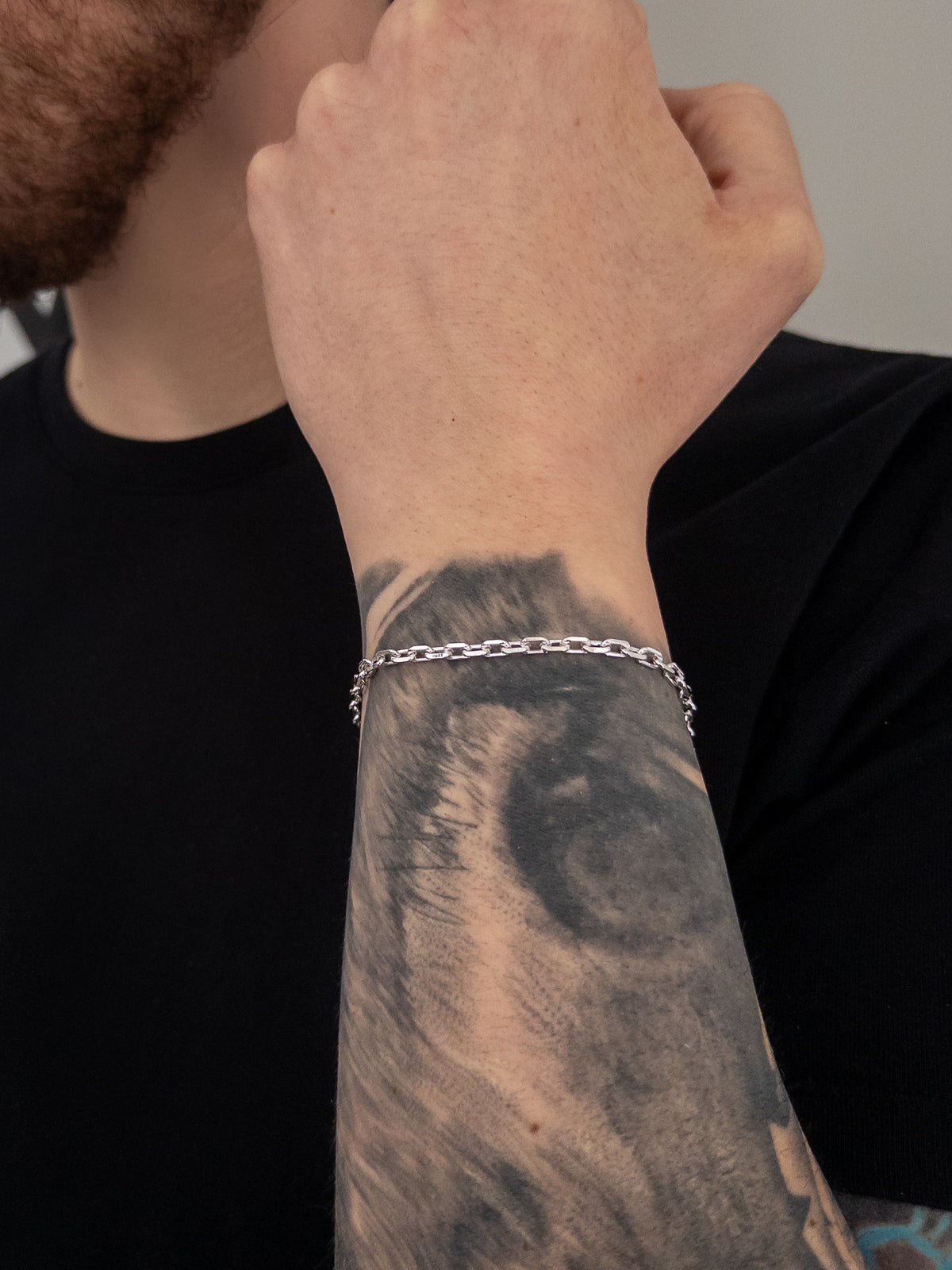 Pulseira Cadeado 3mm Banhada a Ouro Branco