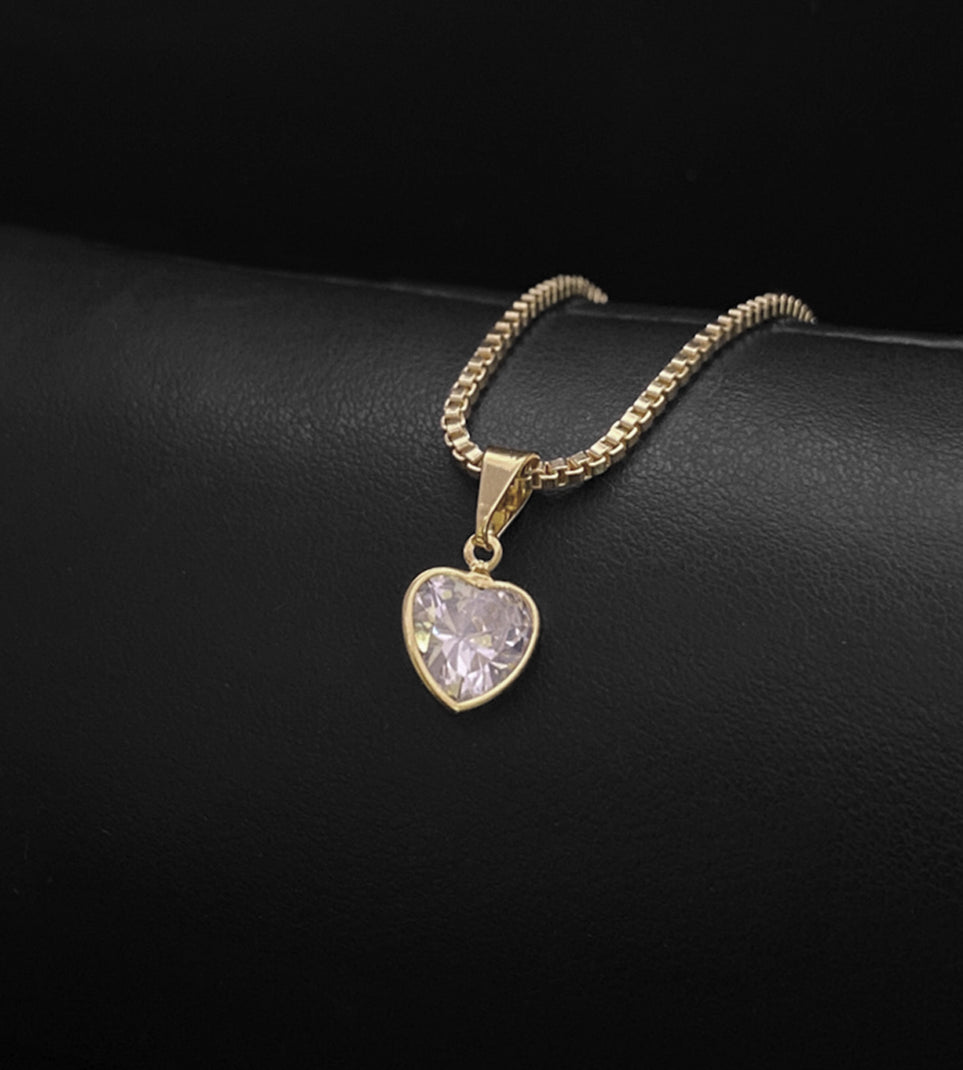 Pingente Coração Ponto de Luz em Zircônia 1x1cm Banhado a Ouro 18k