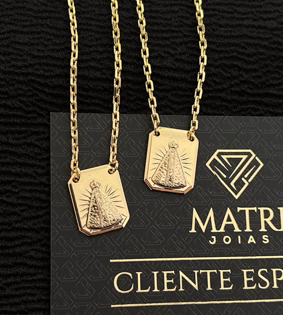 Escapulário Elo Cadeado Nossa Senhora Banhado a Ouro 18k