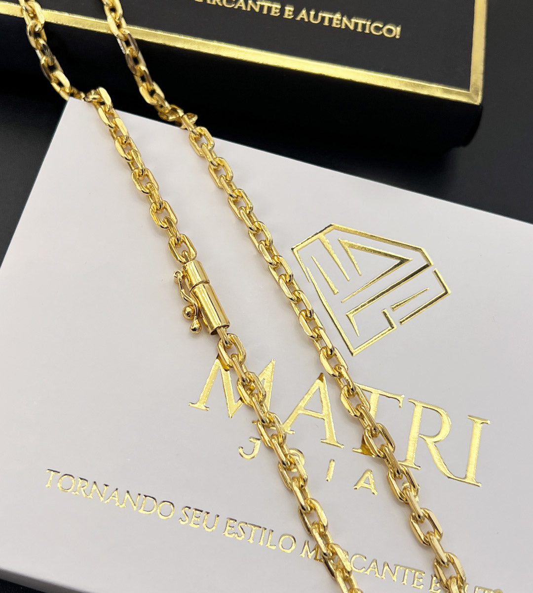 Corrente Cadeado 5mm Fecho Canhão Banhada a Ouro 18k, foto 5