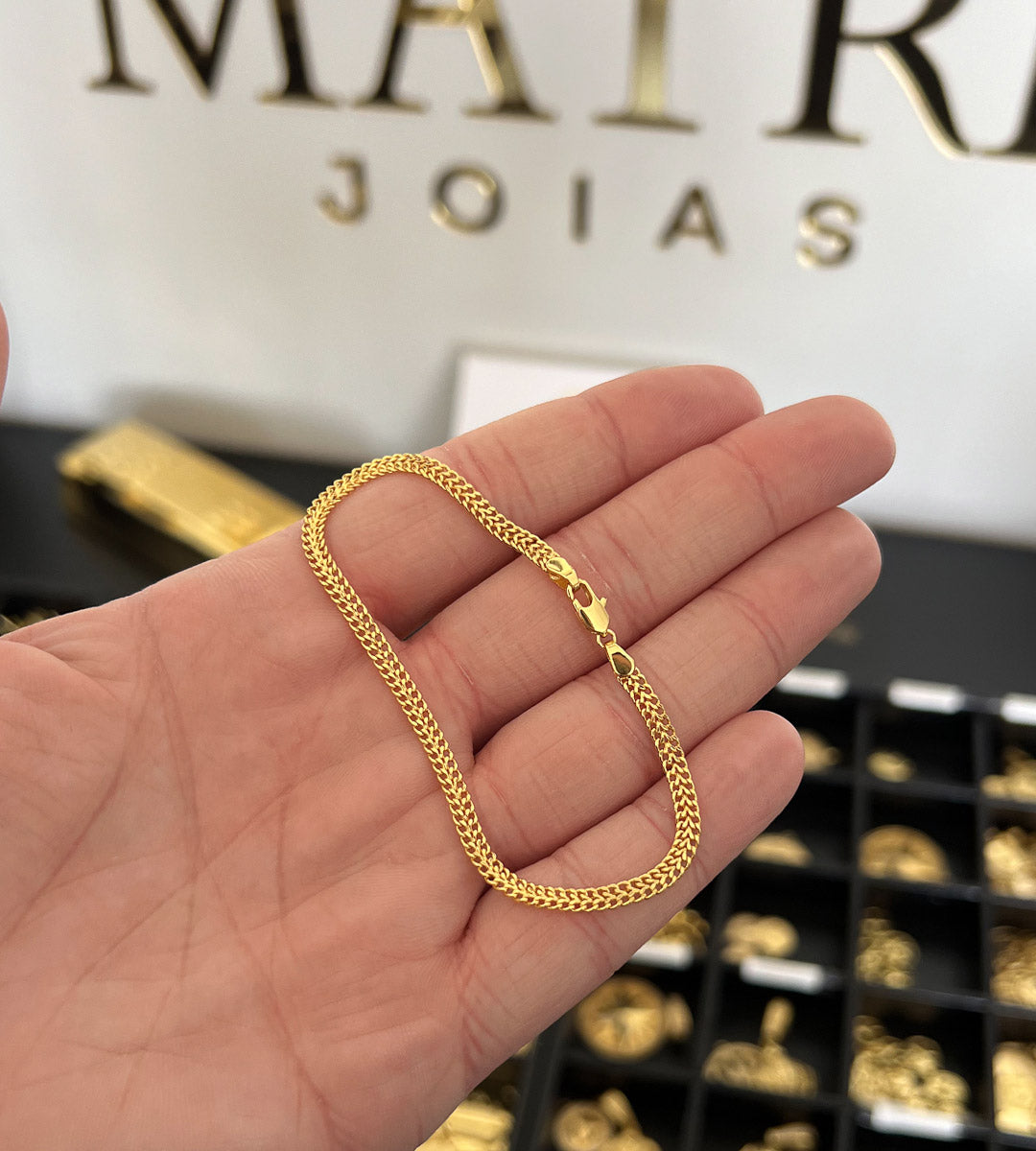 Pulseira Grumet Lacraia 3mm Banhada a Ouro 18k, foto 9