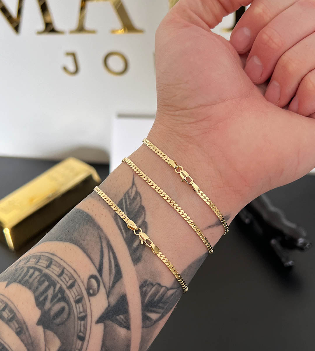 Pulseira Grumet Flat 3mm Banhada a Ouro 18k, foto 7