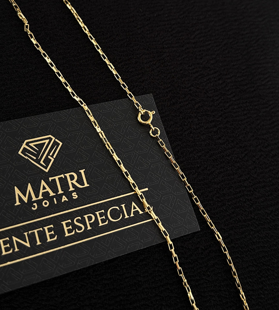 Corrente Elo Vazado 1mm Fecho Tradicional Banhada a Ouro 18k