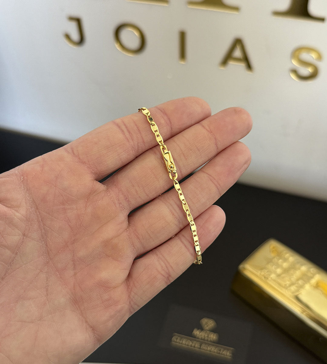 Pulseira Piastrini 4mm Fecho Gaveta Banhada a Ouro 18k, foto 6