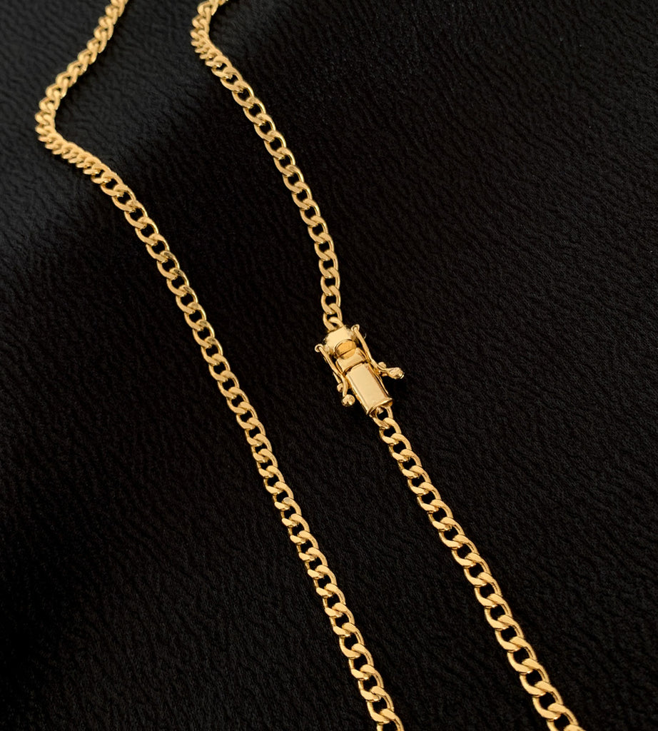 Corrente Grumet 4mm Fecho Trava Dupla Banhada a Ouro 18k