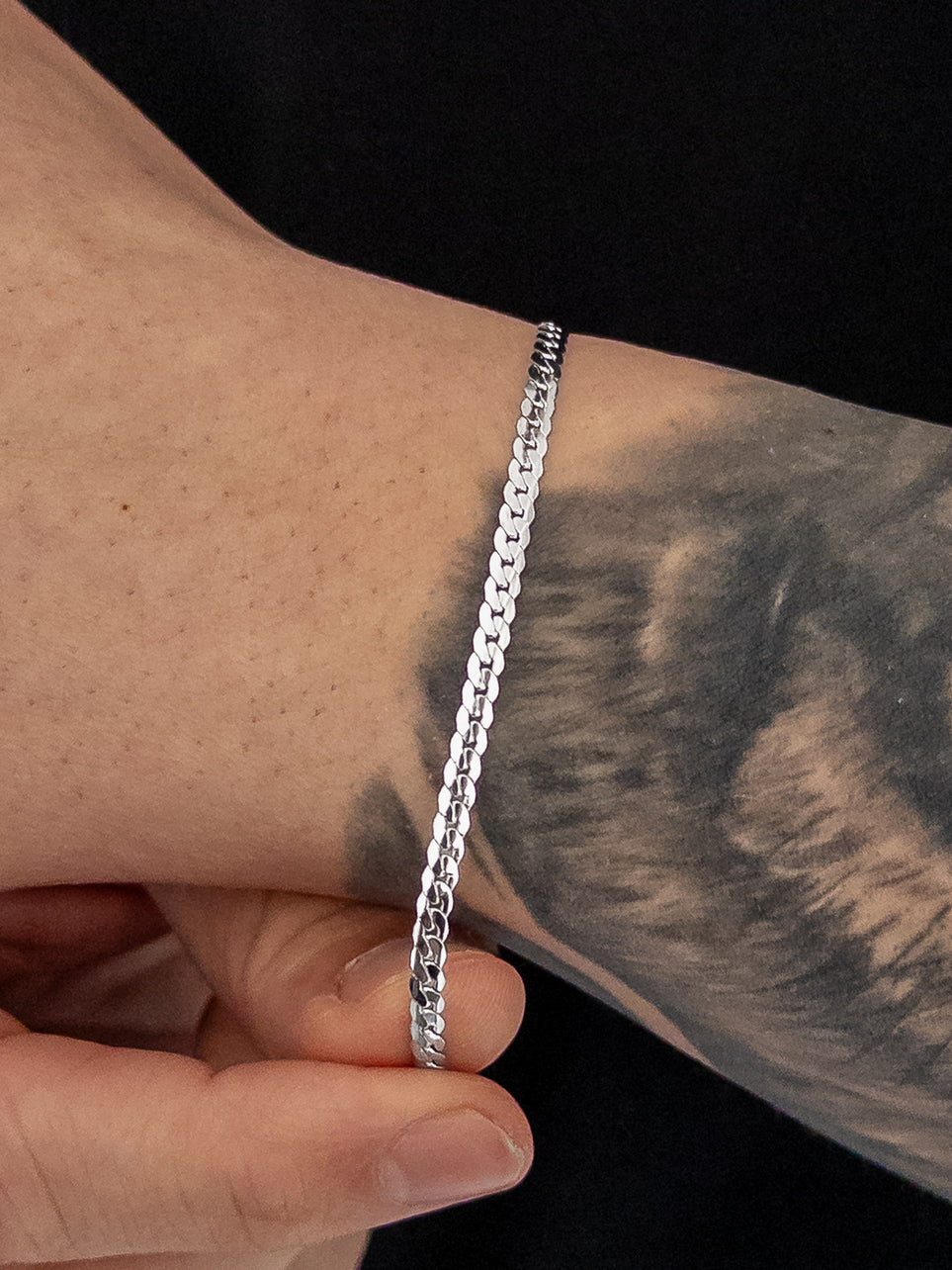 Pulseira Grumet Flat 3mm Banhada a Ouro Branco