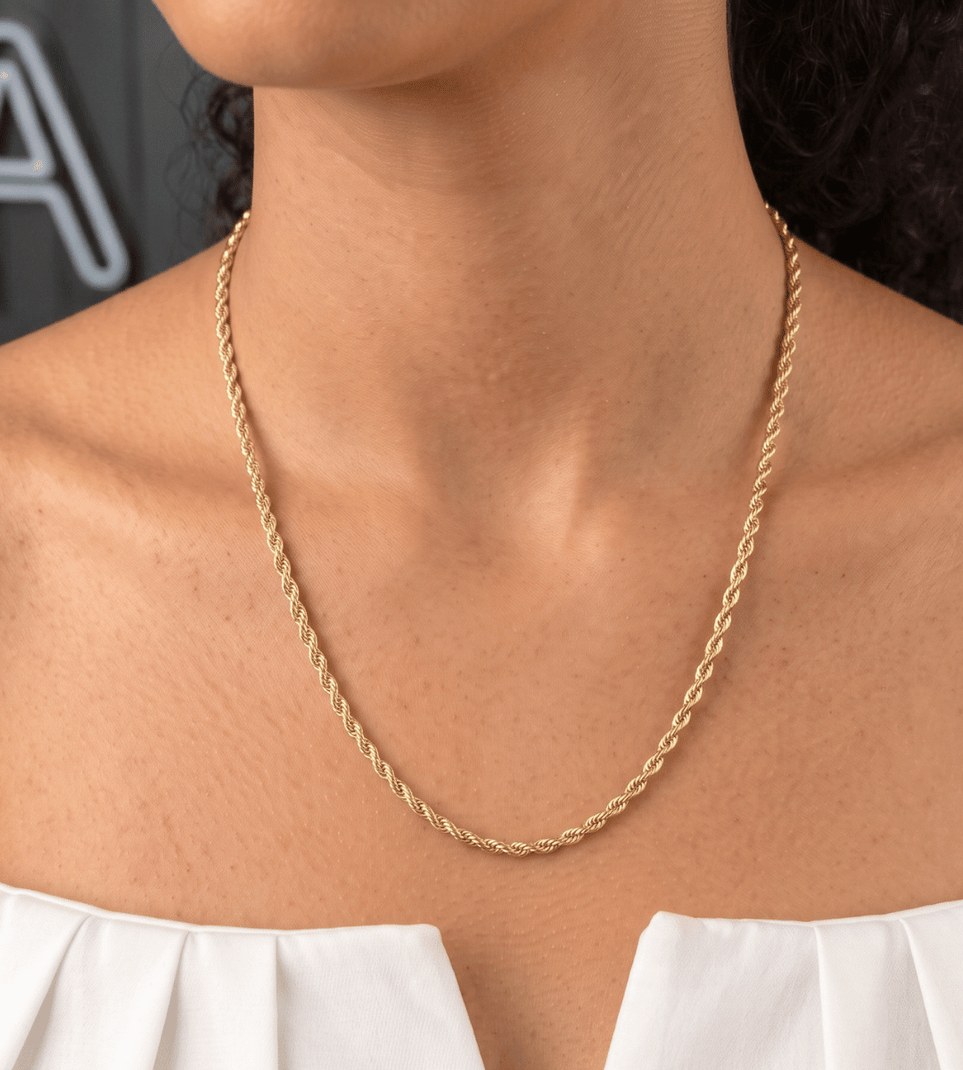 Colar Feminino Cordão Baiano 3mm Fecho Tradicional Banhado a Ouro 18k