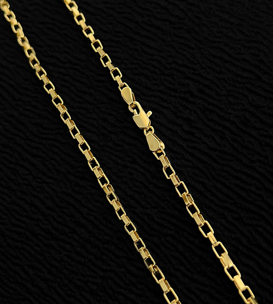 Corrente Elo Vazado 3mm Fecho Tradicional Banhada a Ouro 18k