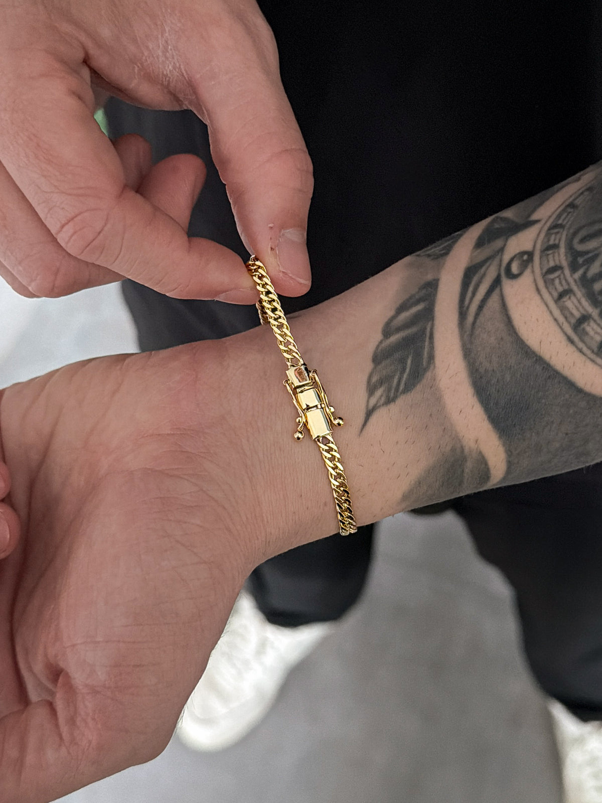Conjunto Corrente e Pulseira Grumet Dupla 4mm Banhado a Ouro 18k