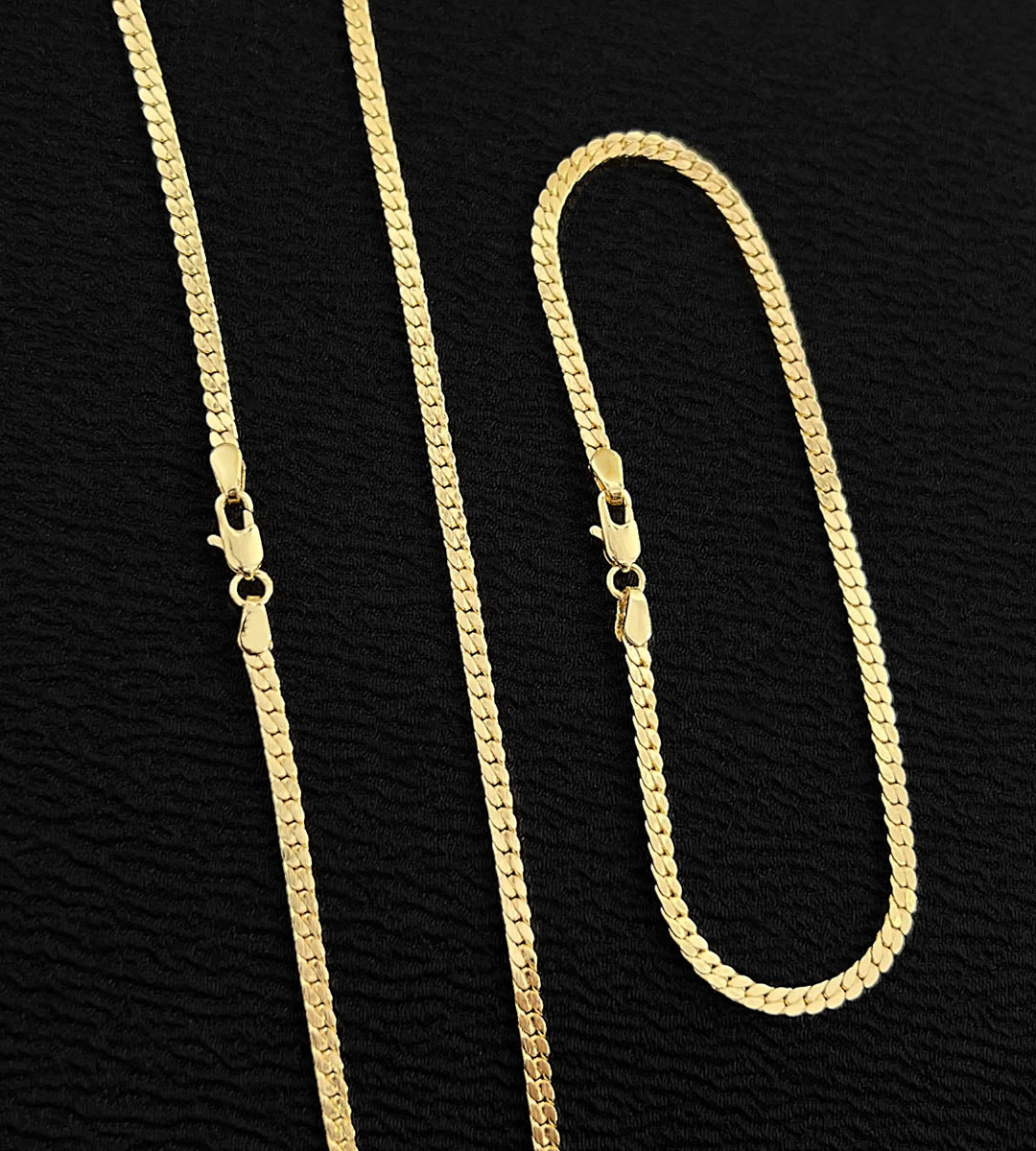 Conjunto Corrente e Pulseira Grumet Flat 3mm Banhado a Ouro 18k, foto 2