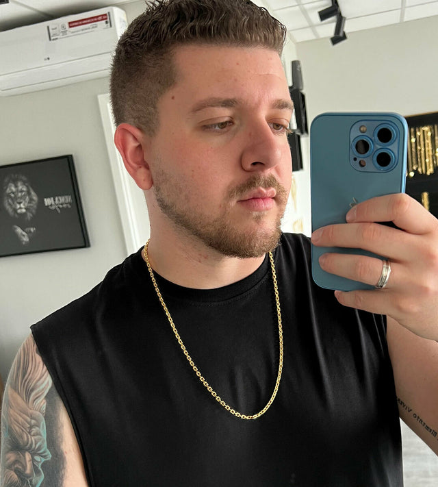 Corrente + Pulseira Cadeado 4mm Fecho Trava Dupla Banhada a Ouro 18k, foto 3