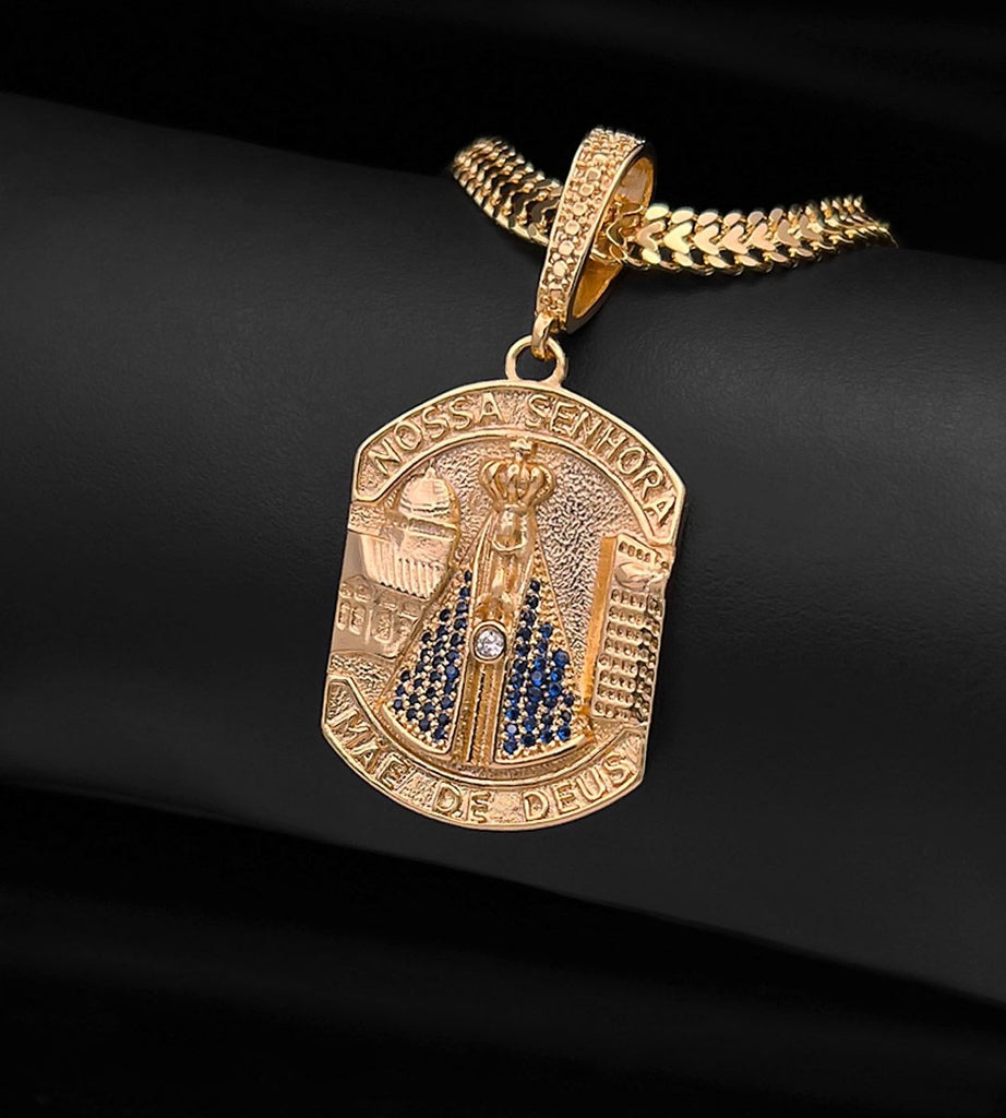 Pingente Nossa Senhora Moldurado 3x2,5cm Banhado a Ouro 18k