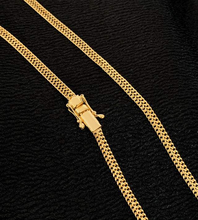 Corrente Grumet Lacraia 4mm Fecho Trava Dupla Banhada a Ouro 18k