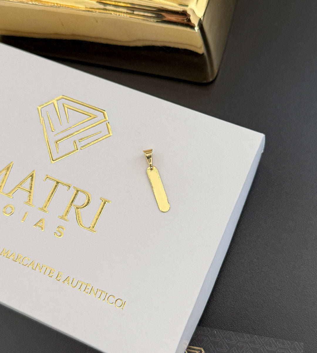 Pingente Personalizável Plaquinha Arredondada Mini 2x0,5cm Banhado a Ouro 18k, foto 3