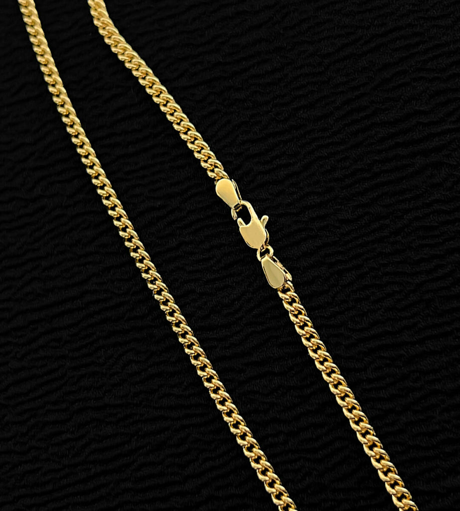 Corrente Grumet Cuban 3mm Fecho Tradicional Banhada a Ouro 18k