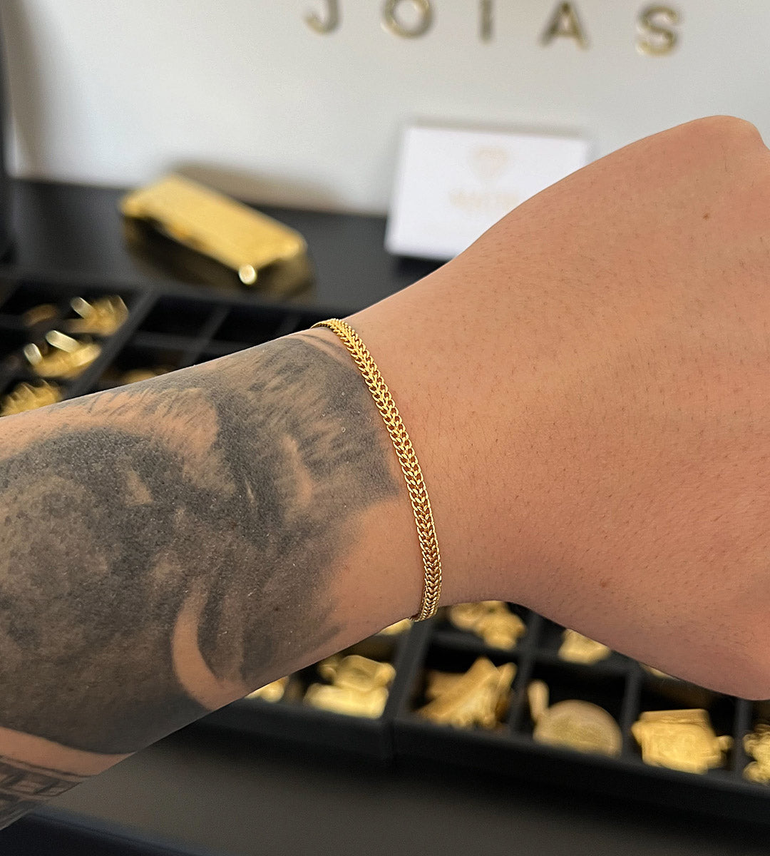 Pulseira Grumet Lacraia 3mm Banhada a Ouro 18k, foto 7