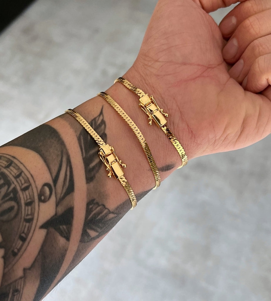 Pulseira Grumet Flat 4mm Banhada a Ouro 18k, foto 9
