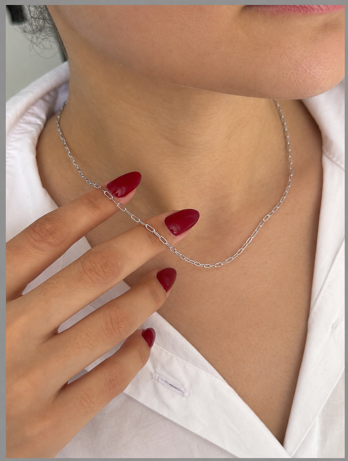 Colar Laminado 2mm Banhado a Ouro Branco