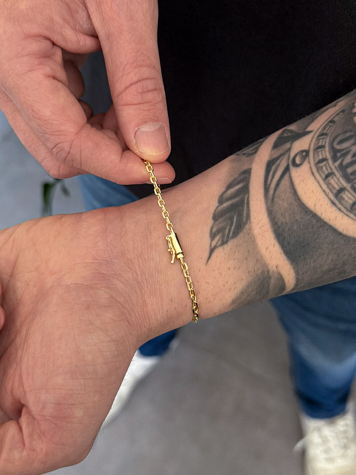 Pulseira Cadeado 3mm Banhada a Ouro 18k, foto 3