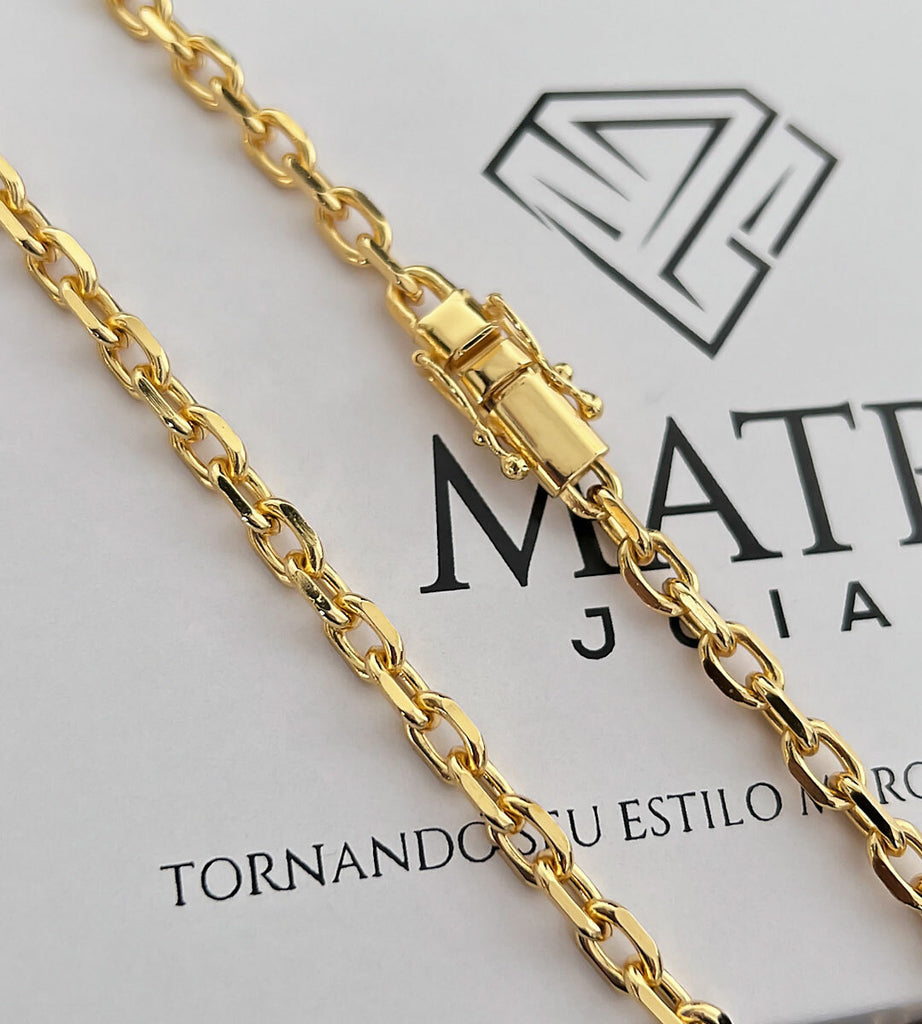 Corrente Cadeado 5mm Fecho Trava Dupla Banhada a Ouro 18k, foto 6