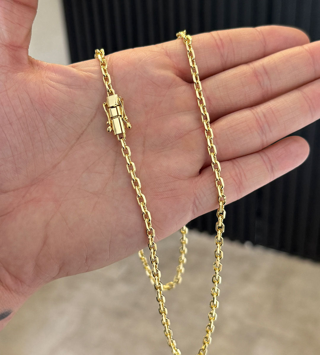 Corrente Cadeado 4mm Fecho Trava Dupla Banhada a Ouro 18k, foto 3