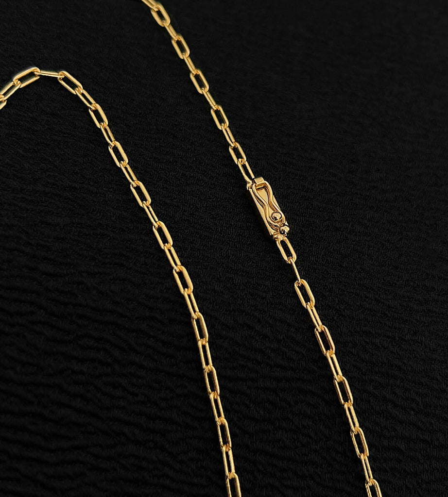 Corrente Cadeado Laminado 2mm Fecho Gaveta Banhada a Ouro 18k