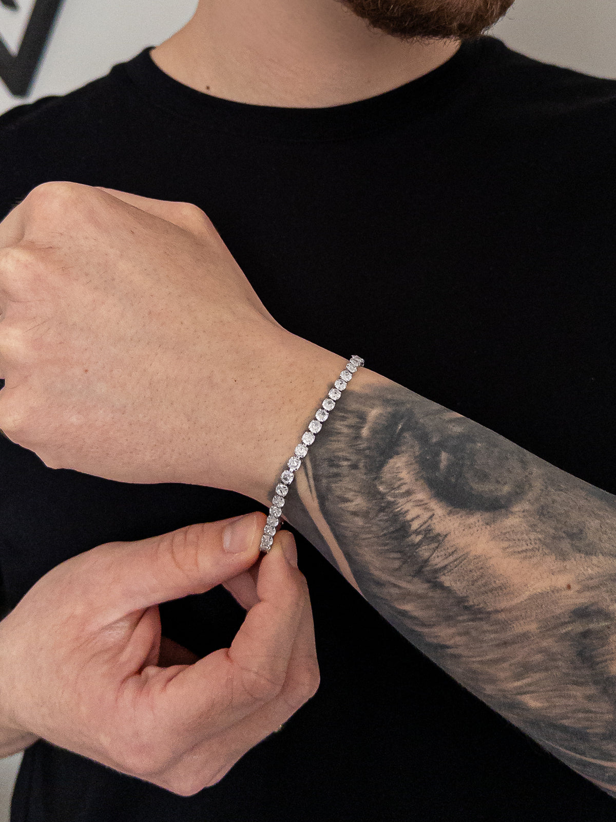 Pulseira Riviera Cravejada 4mm Banhada a Ouro Branco