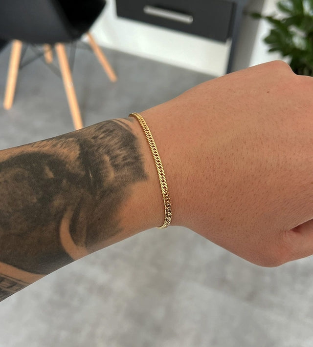 Pulseira Grumet Dupla 3mm Banhada a Ouro 18k