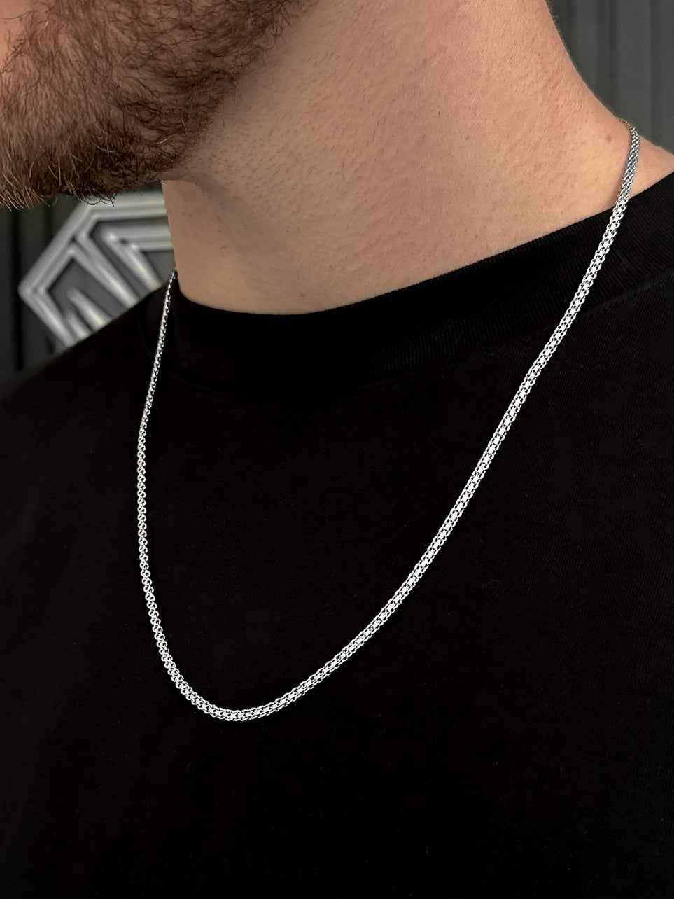 Corrente Cadeado Duplo 3mm Banhada a Ouro Branco