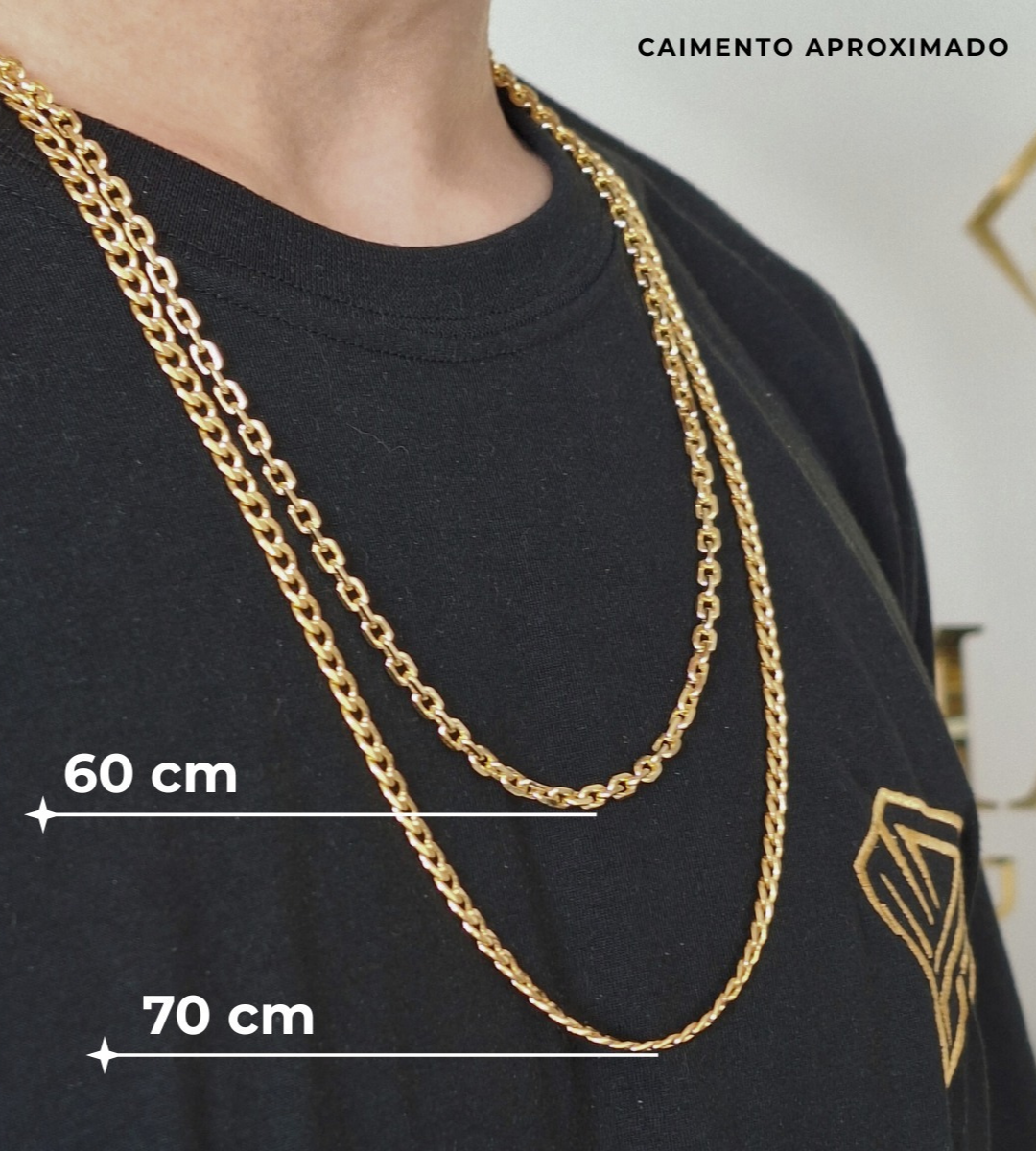 Corrente Elo Vazado 3mm Fecho Trava Dupla Banhada a Ouro 18k, foto 3