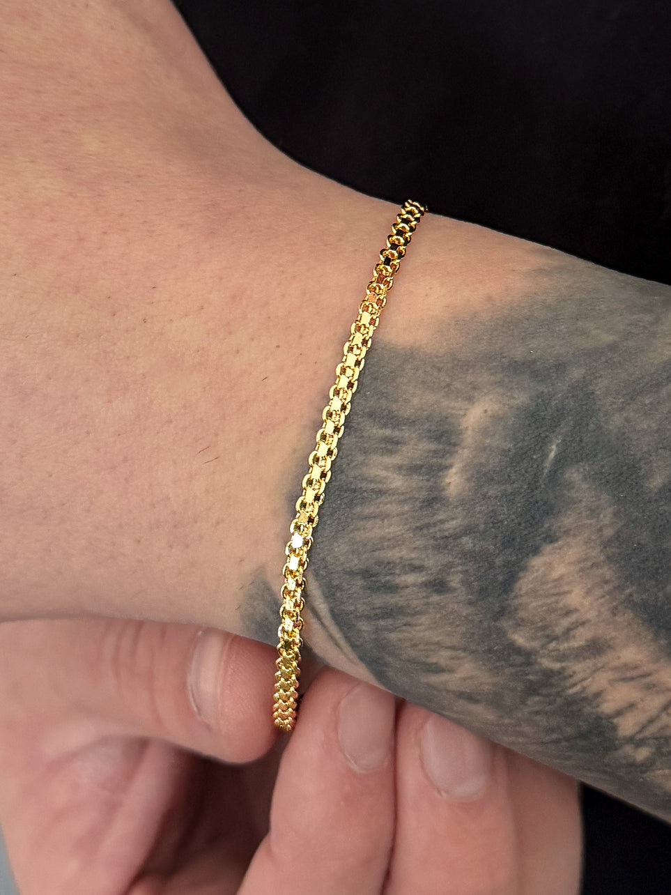 Pulseira Cadeado Duplo 3mm Banhada a Ouro 18k