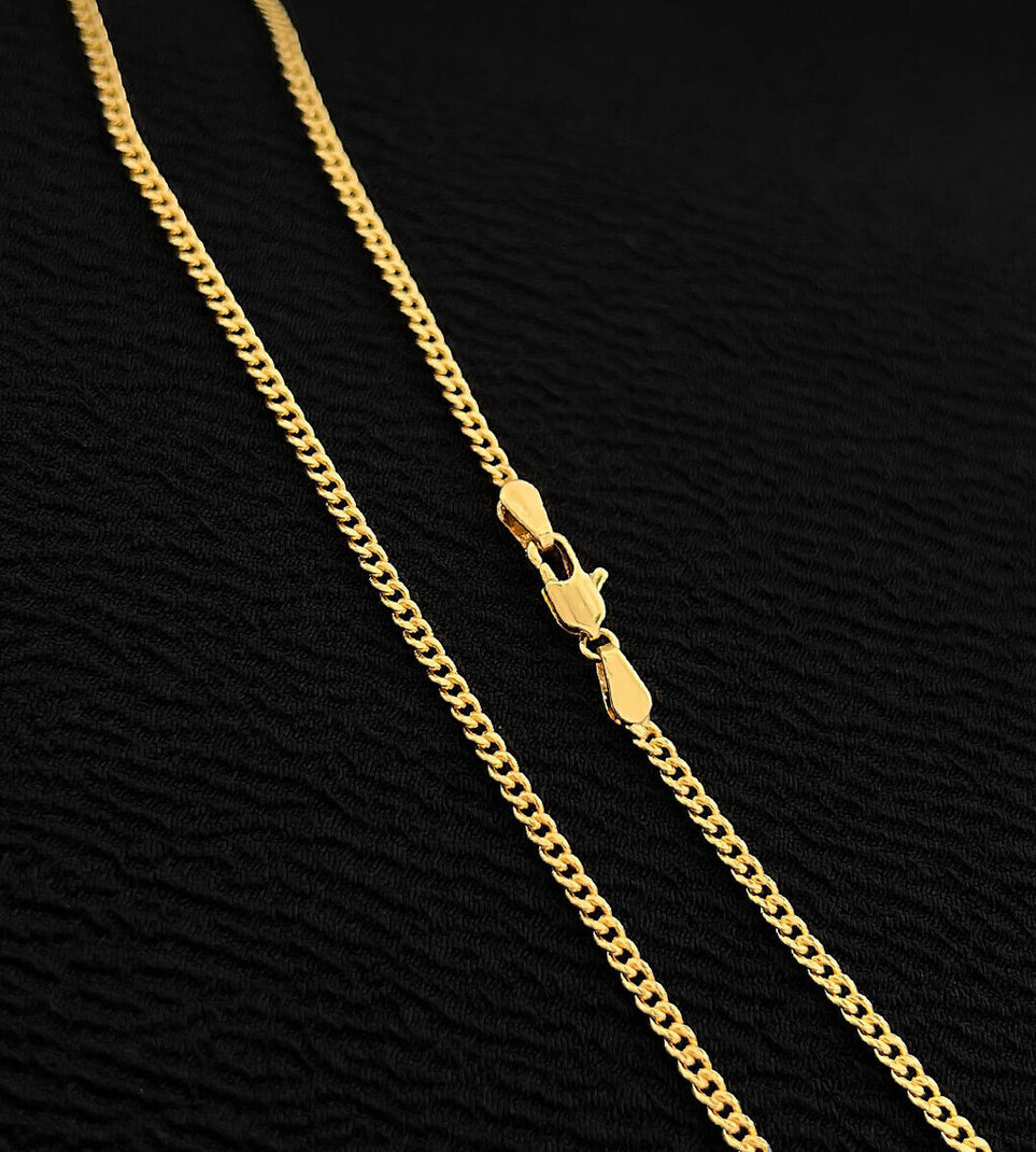 Corrente Grumet 2mm Fecho Tradicional Banhada a Ouro 18k
