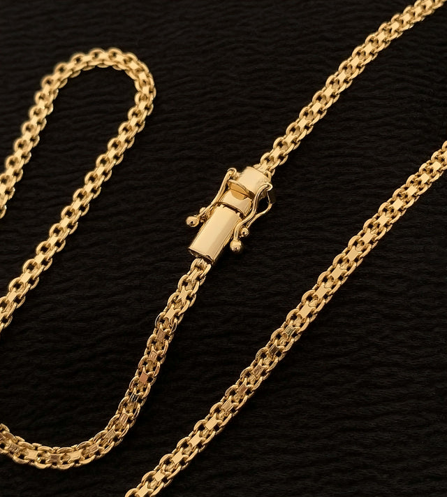 Corrente Cadeado Duplo 4mm Fecho Trava Dupla Banhada a Ouro 18k