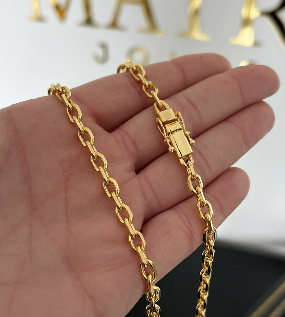 Corrente Cadeado 5mm Fecho Trava Dupla Banhada a Ouro 18k, foto 7