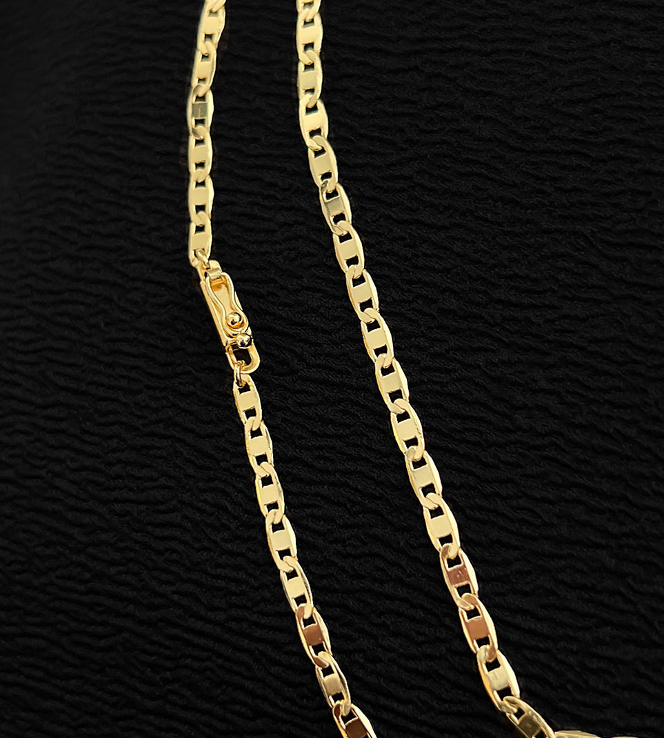 Corrente Piastrini 4mm Fecho Gaveta Banhada a Ouro 18k