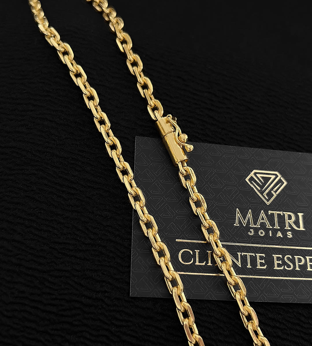 Corrente Cadeado 5mm Fecho Canhão Banhada a Ouro 18k