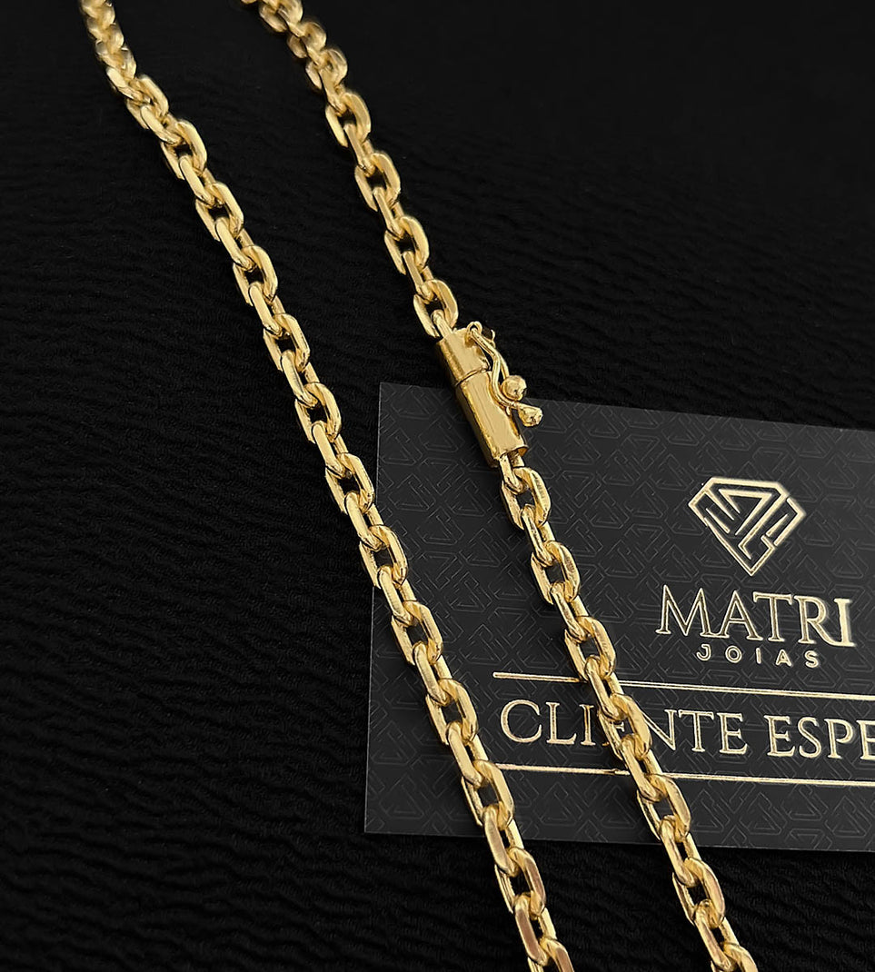 Corrente Cadeado 5mm Fecho Canhão Banhada a Ouro 18k