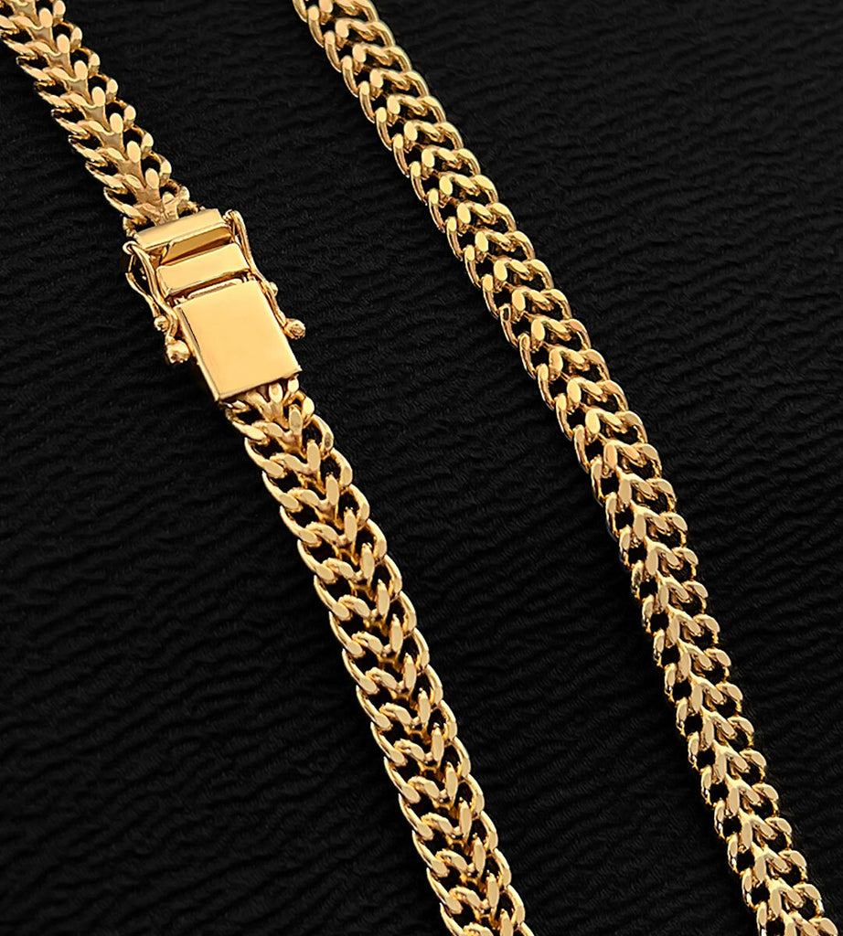 Corrente Grumet Lacraia 9mm Fecho Trava Dupla Banhada a Ouro 18k