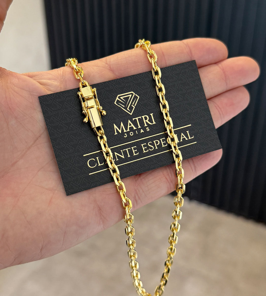 Corrente Cadeado 5mm Fecho Trava Dupla Banhada a Ouro 18k, foto 3