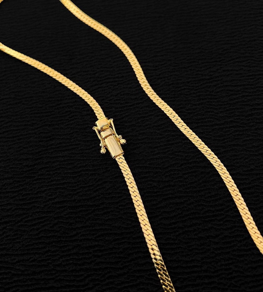 Corrente Grumet Flat 4mm Fecho Trava Dupla Banhada a Ouro 18k
