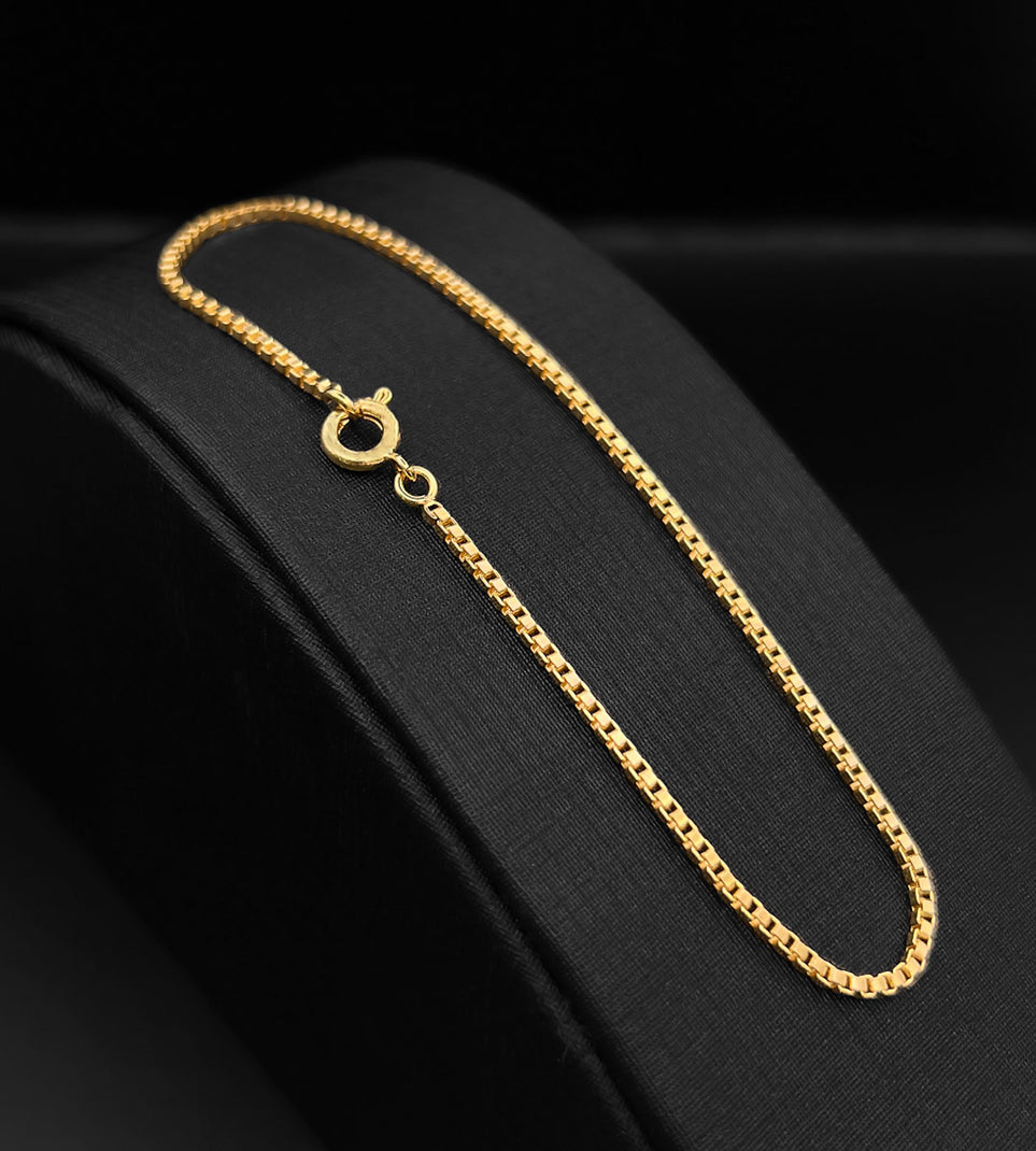 Pulseira Veneziana 1,5mm Fecho Tradicional Banhada a Ouro 18k