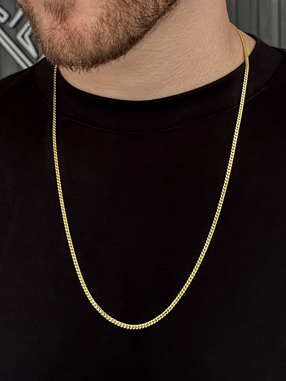 Corrente Grumet Flat 3mm Banhada a Ouro 18k