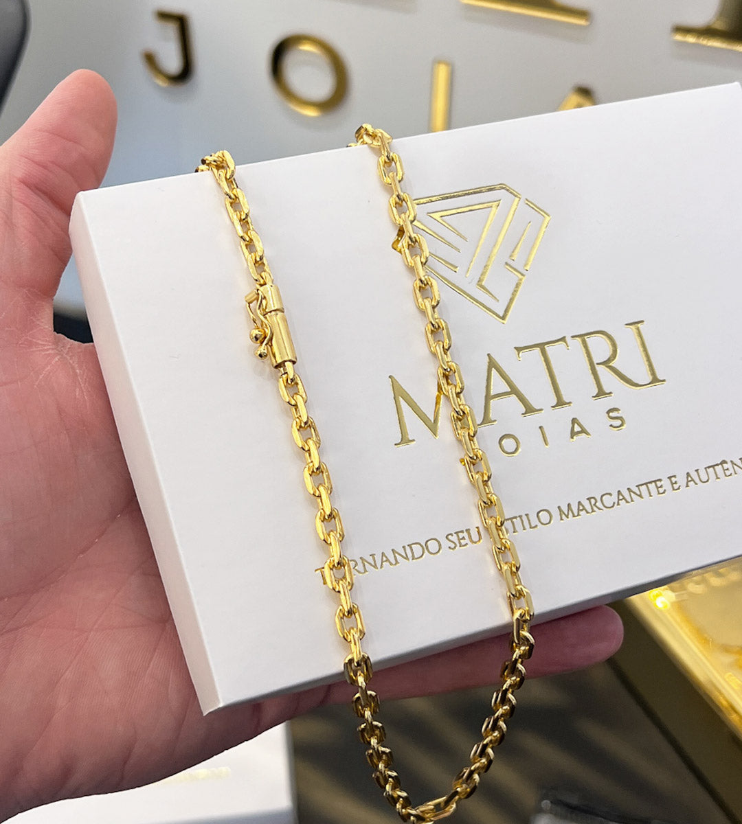 Corrente Cadeado 5mm Fecho Canhão Banhada a Ouro 18k, foto 3